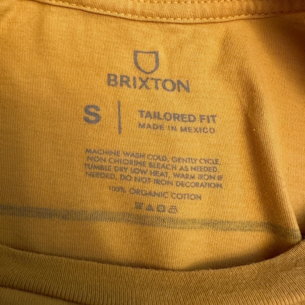 BRIXTON Men's Size Small T-Shirt Alpha Block Weller‎ Yellow Color - Picture 3 of 7